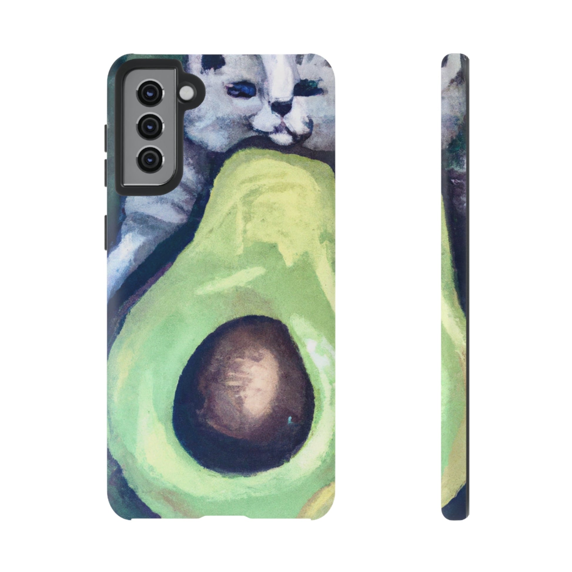 Phone Case-Cat Hugs Avocado | Tough-Samsung Galaxy S21 Plus-Matte-PhoneCaseBoss-Phone-Best-Phone-Cases