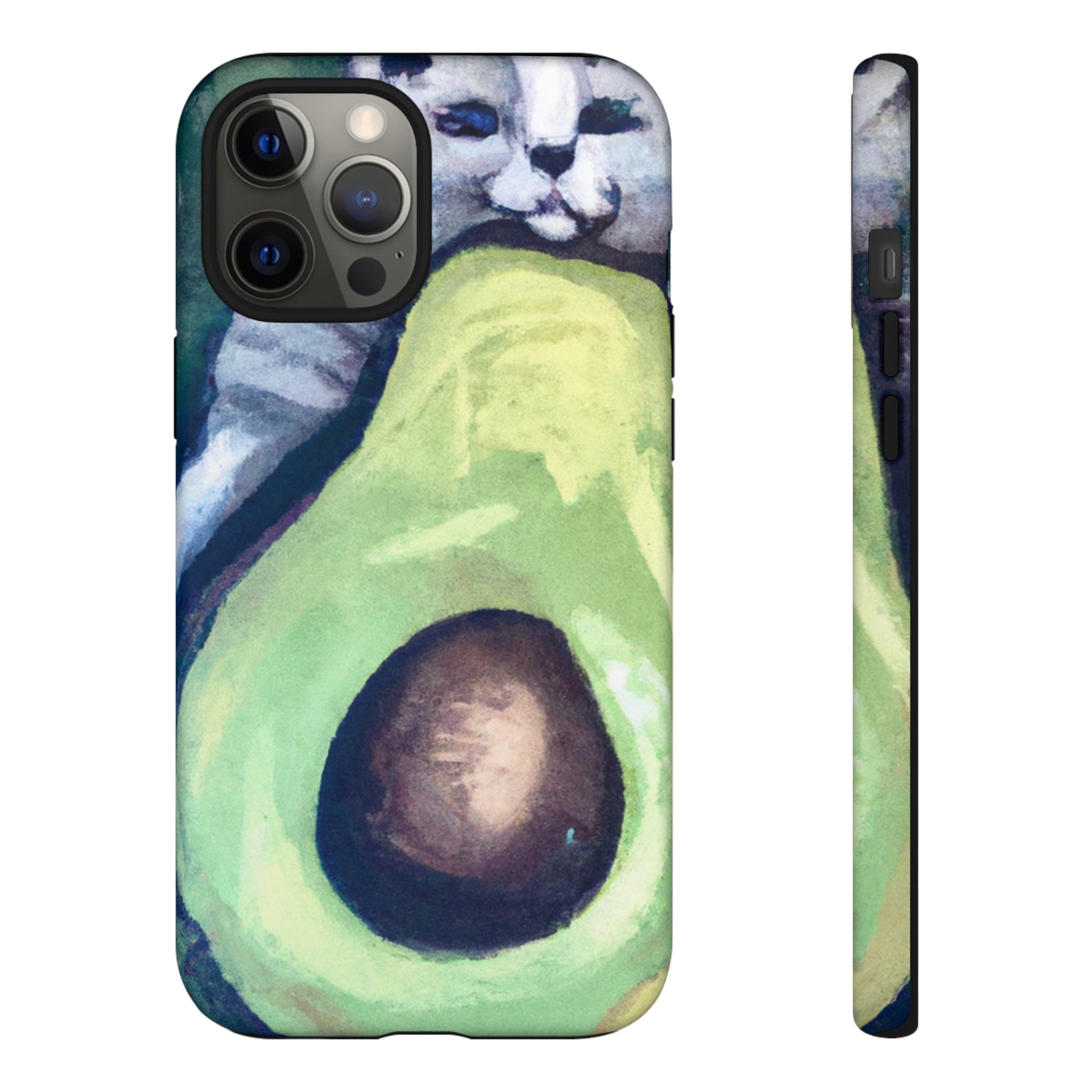 Phone Case-Cat Hugs Avocado | Tough-iPhone 12 Pro Max-Matte-PhoneCaseBoss-Phone-Best-Phone-Cases