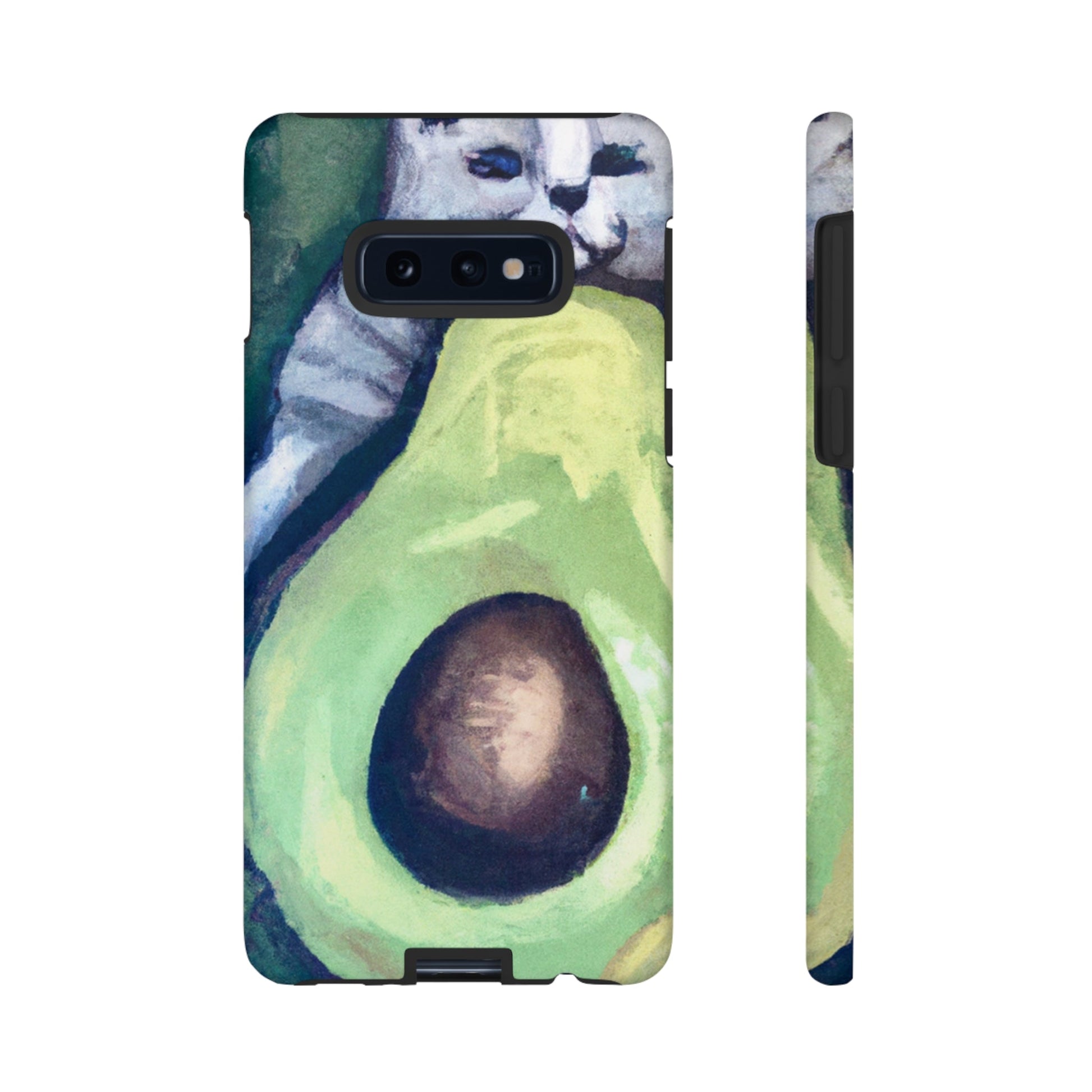 Phone Case-Cat Hugs Avocado | Tough-Samsung Galaxy S10E-Matte-PhoneCaseBoss-Phone-Best-Phone-Cases