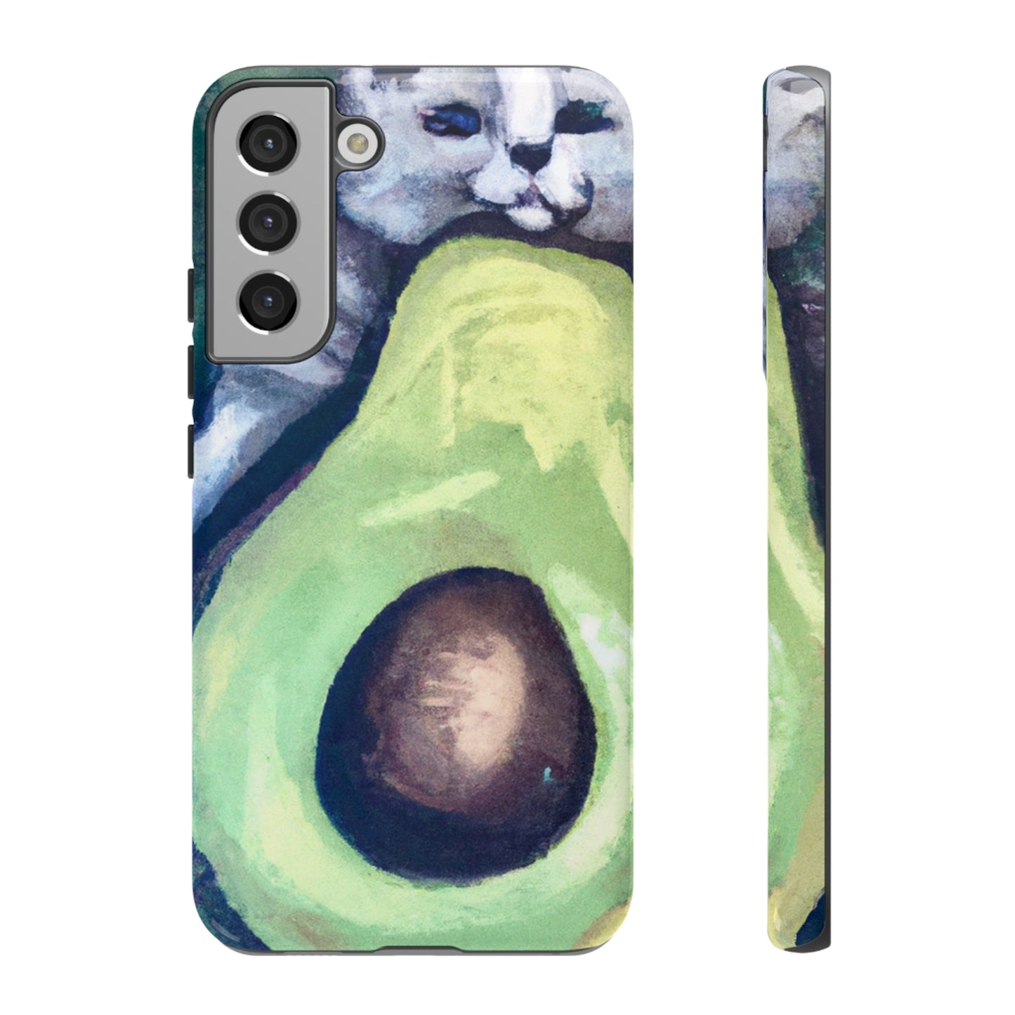 Phone Case-Cat Hugs Avocado | Tough-Samsung Galaxy S22 Plus-Glossy-PhoneCaseBoss-Phone-Best-Phone-Cases