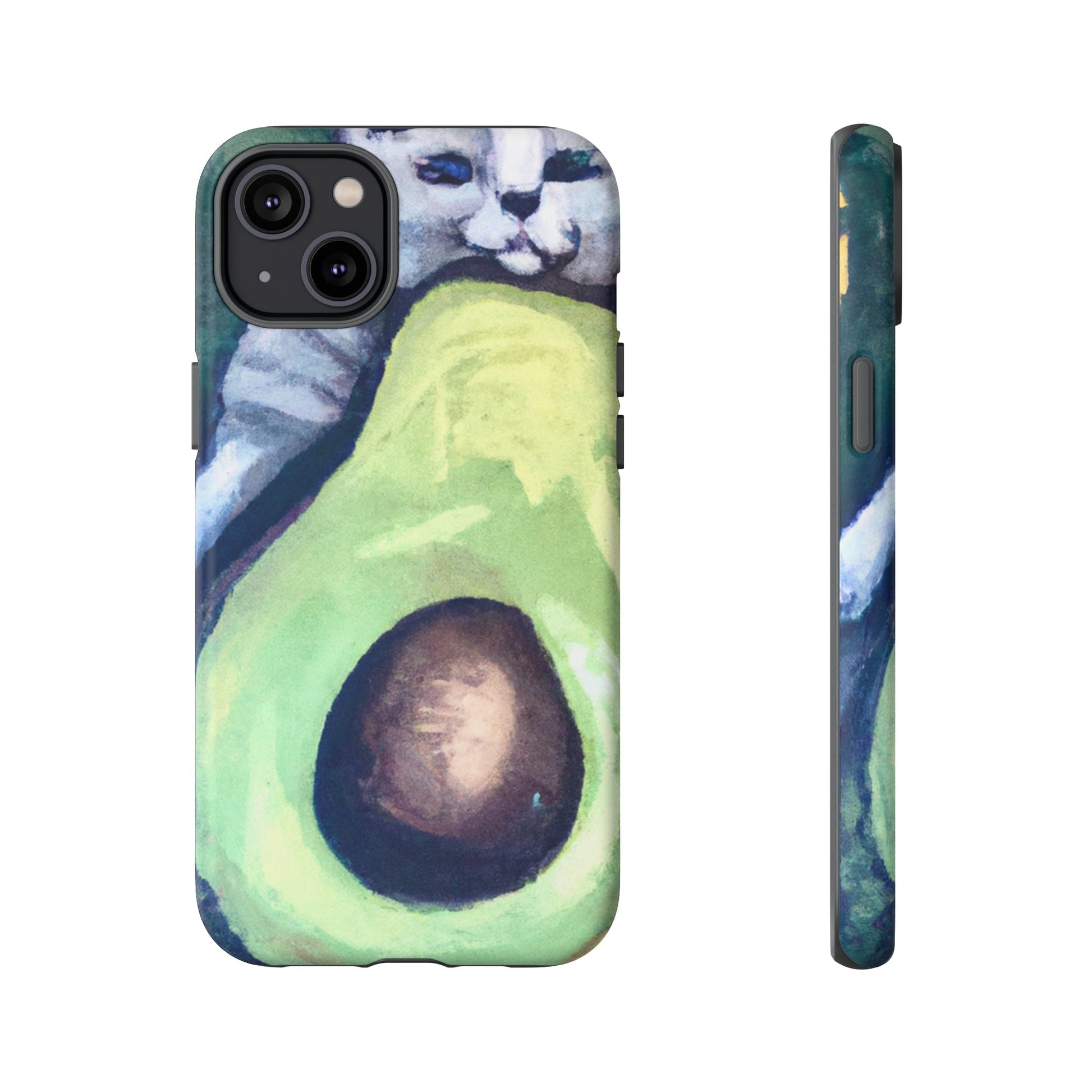 Phone Case-Cat Hugs Avocado | Tough-iPhone 14 Plus-Matte-PhoneCaseBoss-Phone-Best-Phone-Cases