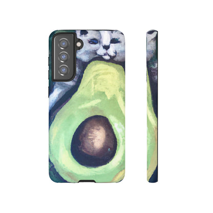 Phone Case-Cat Hugs Avocado | Tough-Samsung Galaxy S21 FE-Matte-PhoneCaseBoss-Phone-Best-Phone-Cases