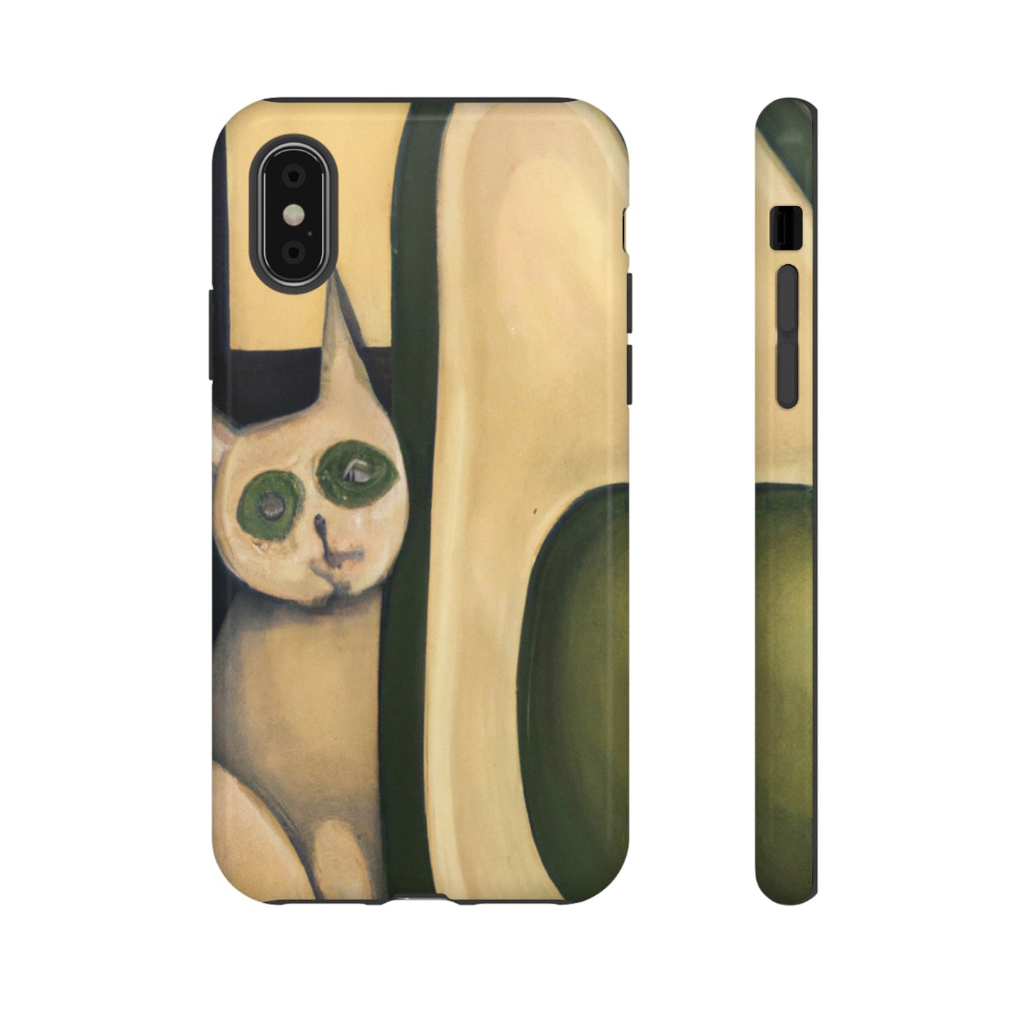 Phone Case-Cat Loves Avocado | Tough-iPhone X-Glossy-PhoneCaseBoss-Phone-Best-Phone-Cases