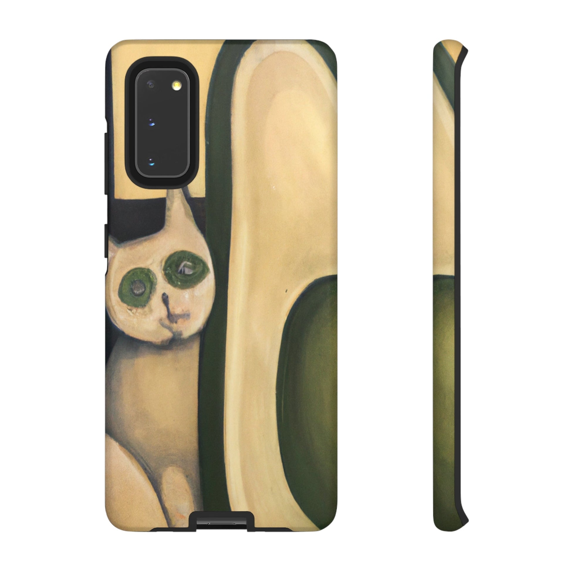 Phone Case-Cat Loves Avocado | Tough-Samsung Galaxy S20-Matte-PhoneCaseBoss-Phone-Best-Phone-Cases