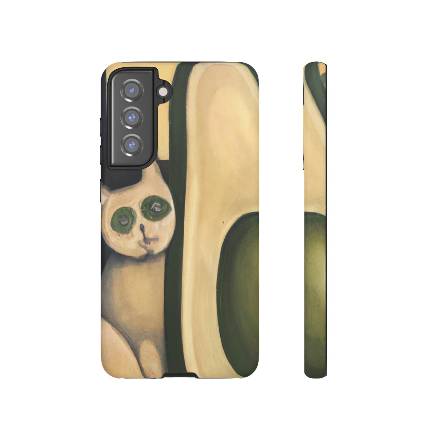 Phone Case-Cat Loves Avocado | Tough-Samsung Galaxy S21 FE-Matte-PhoneCaseBoss-Phone-Best-Phone-Cases