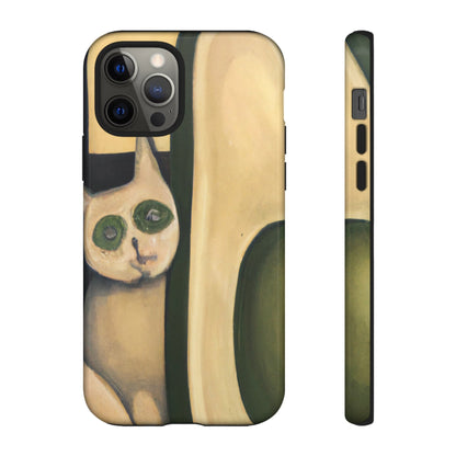 Phone Case-Cat Loves Avocado | Tough-iPhone 12 Pro-Glossy-PhoneCaseBoss-Phone-Best-Phone-Cases