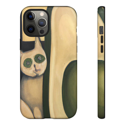 Phone Case-Cat Loves Avocado | Tough-iPhone 12 Pro Max-Glossy-PhoneCaseBoss-Phone-Best-Phone-Cases