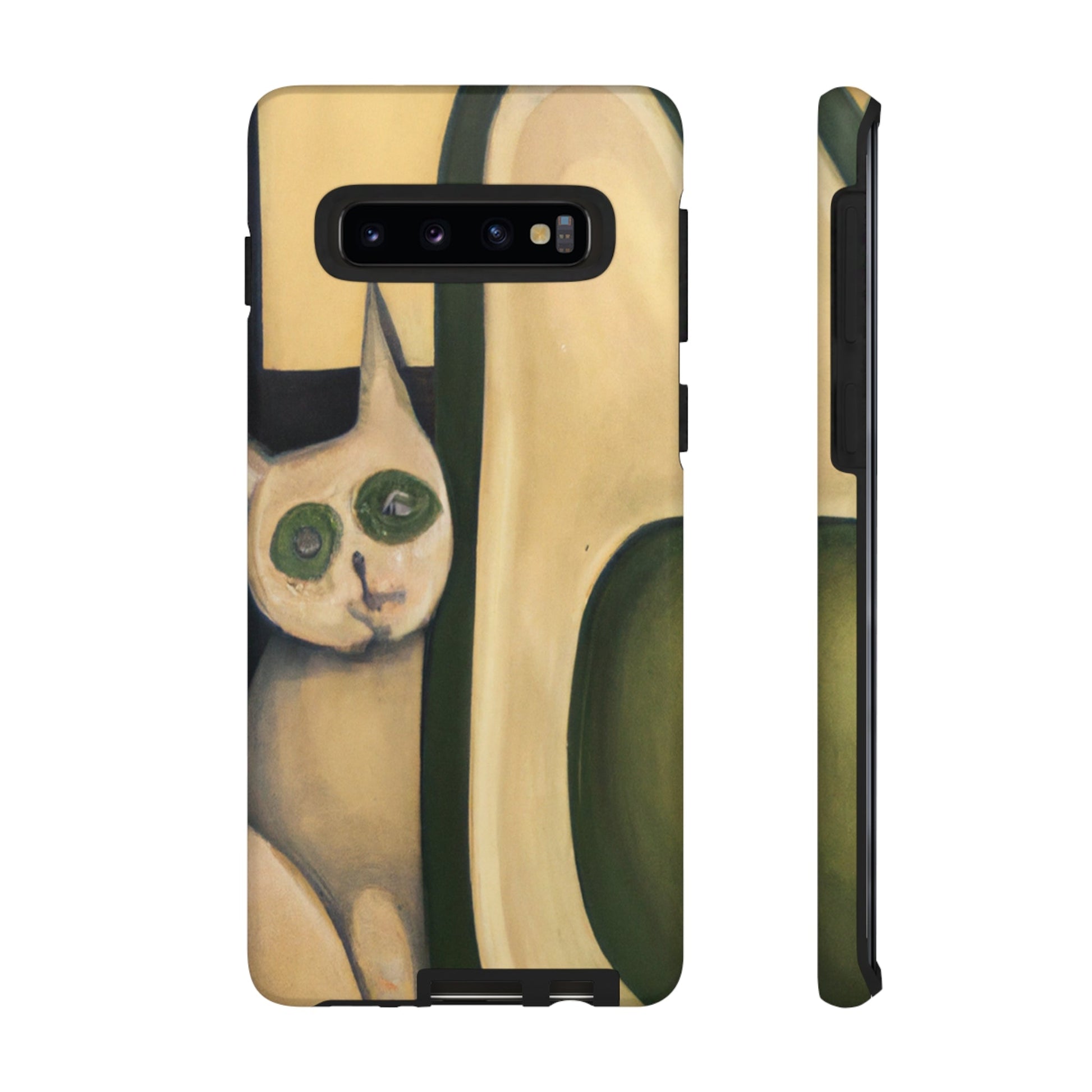 Phone Case-Cat Loves Avocado | Tough-Samsung Galaxy S10-Matte-PhoneCaseBoss-Phone-Best-Phone-Cases