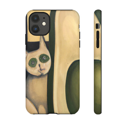 Phone Case-Cat Loves Avocado | Tough-iPhone 11-Matte-PhoneCaseBoss-Phone-Best-Phone-Cases