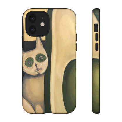 Phone Case-Cat Loves Avocado | Tough-iPhone 12-Glossy-PhoneCaseBoss-Phone-Best-Phone-Cases