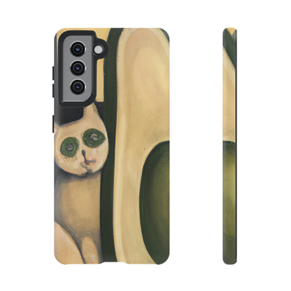 Phone Case-Cat Loves Avocado | Tough-Samsung Galaxy S21-Matte-PhoneCaseBoss-Phone-Best-Phone-Cases