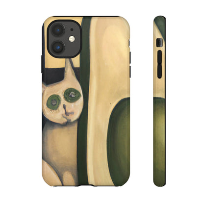 Phone Case-Cat Loves Avocado | Tough-iPhone 11-Glossy-PhoneCaseBoss-Phone-Best-Phone-Cases