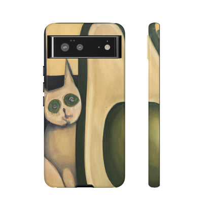 Phone Case-Cat Loves Avocado | Tough-Google Pixel 6-Glossy-PhoneCaseBoss-Phone-Best-Phone-Cases