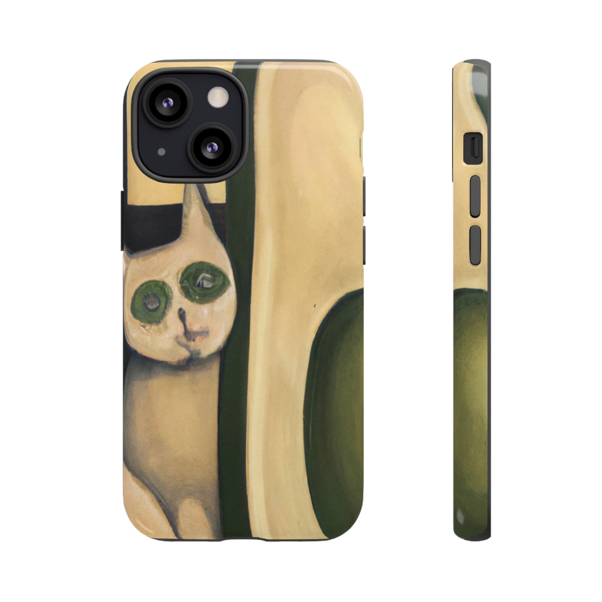 Phone Case-Cat Loves Avocado | Tough-iPhone 13 Mini-Glossy-PhoneCaseBoss-Phone-Best-Phone-Cases