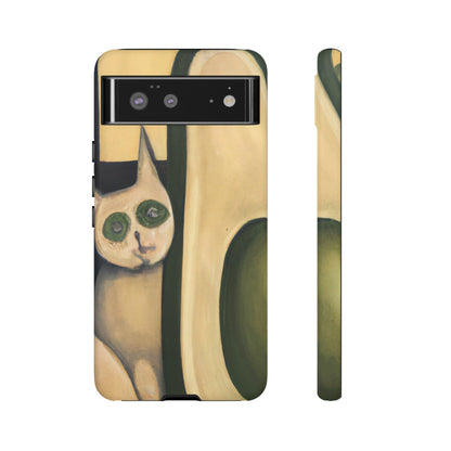 Phone Case-Cat Loves Avocado | Tough-Google Pixel 6-Matte-PhoneCaseBoss-Phone-Best-Phone-Cases