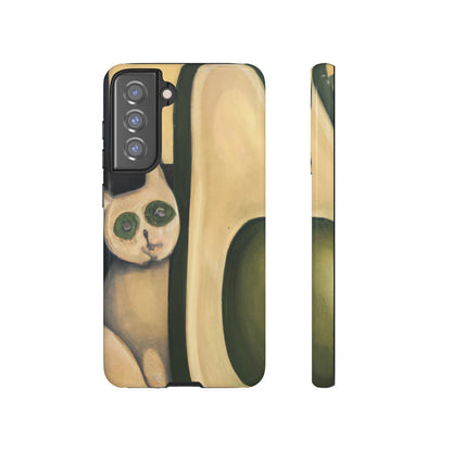 Phone Case-Cat Loves Avocado | Tough-Samsung Galaxy S21 FE-Glossy-PhoneCaseBoss-Phone-Best-Phone-Cases