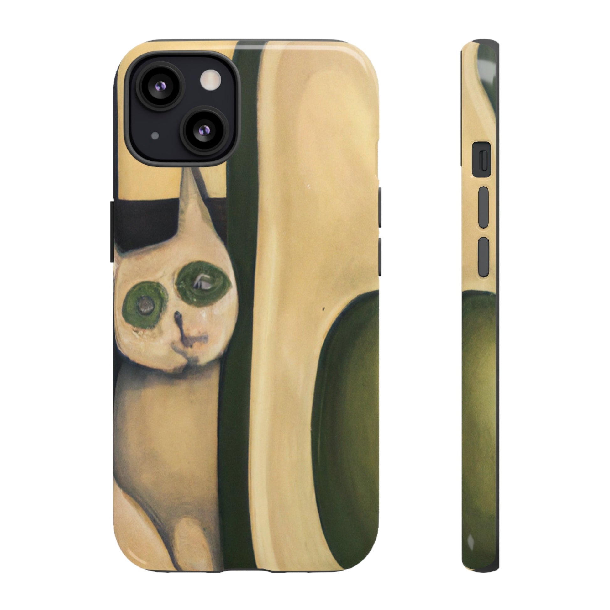 Phone Case-Cat Loves Avocado | Tough-iPhone 13-Glossy-PhoneCaseBoss-Phone-Best-Phone-Cases