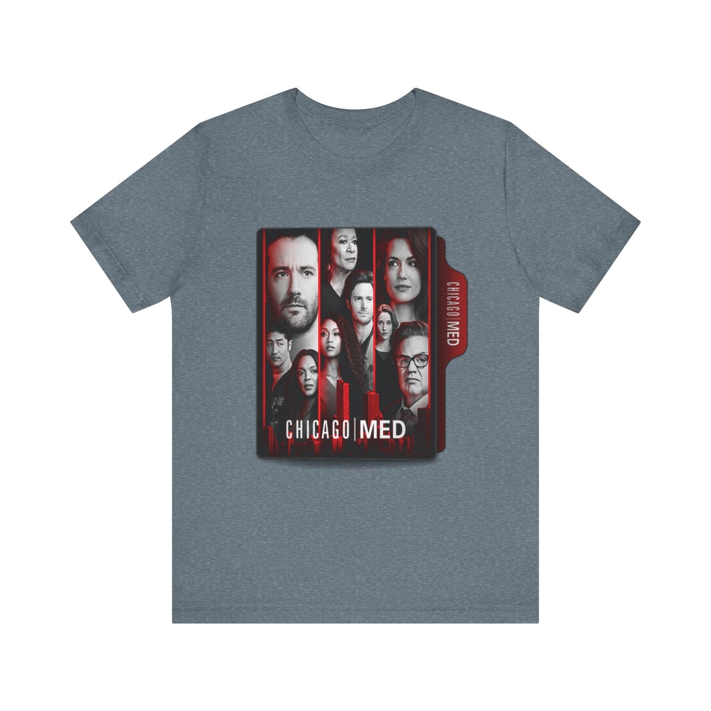 Chicago Med - Unisex Jersey Short Sleeve Tee-T-Shirt-Printify-Heather Slate-XS-Crew neck, DTG, Men's Clothing, Regular fit, T-shirts, Unisex, Women's Clothing-PhoneCaseBoss.com