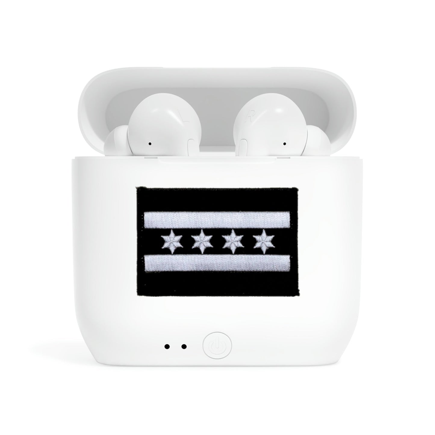 "Chicago Patch" Wireless Earbuds-Accessories-Best Phone Case Brands-Accessories, Black Chicago Flag, Chicago, Chicago Black Flag, Chicago PD, Chicago Police Flag, CPD, Ear Buds, Earbuds, Flags, iPhone, More, Phone accessory, Sublimation, Tech Accessories, Ukraine | White,One size,,7099633107037-Chicago-Patch-Wireless-Earbuds-Accessories-Accessories-Black-Chicago-Flag-Chicago-Chicago-Black-Flag-Chicago-PD-Chicago-Police-Flag-CPD-Ear-Buds-Earbuds-Flags-iPhone-More-Phone-access_5ebc3560-da50-440d-bd28-e9e62aa7