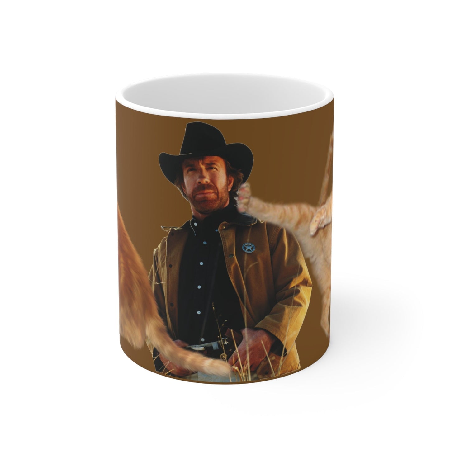 Chuck Norris and Cats 11oz Mug.-Mug-Printify-11 oz, Home & Living, Mugs, Sublimation, White base | 11oz,,,7783527022685-Chuck-Norris-and-Cats-11oz-Mug_-Mug-11-oz-Home-Living-Mugs-Sublimation-White-base-11oz-Best-Online-Gift-Shop, PhoneCaseBoss | Image-position:1-SKU:[sku}, Barcode: