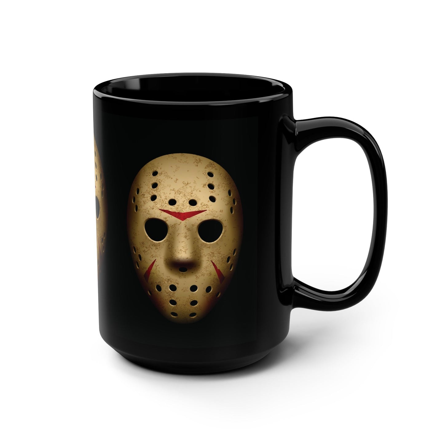 Crazy Killer Hockey Mask Guy - Happy Friday! 15oz Porcelain Black Mug-Mug-Printify-15 oz, 15oz, Ceramic, Coffee Mugs, Drink, Drinks, Glossy, Home & Living, Horror, Horror Movies, More, Movie, Movie Mug, Movies, Mugs, Scary Movie, Scary Movies, Sublimation, The Whole Nother | 15oz,,,7572836352093-Crazy-Killer-Hockey-Mask-Guy-Happy-Friday-15oz-Porcelain-Black-Mug-Mug-15-oz-15oz-Ceramic-Coffee-Mugs-Drink-Drinks-Glossy-Home-Living-Horror-Horror-Movies-More-Movie-Movie-Mug-Movies, PhoneCaseBoss | Image-position: