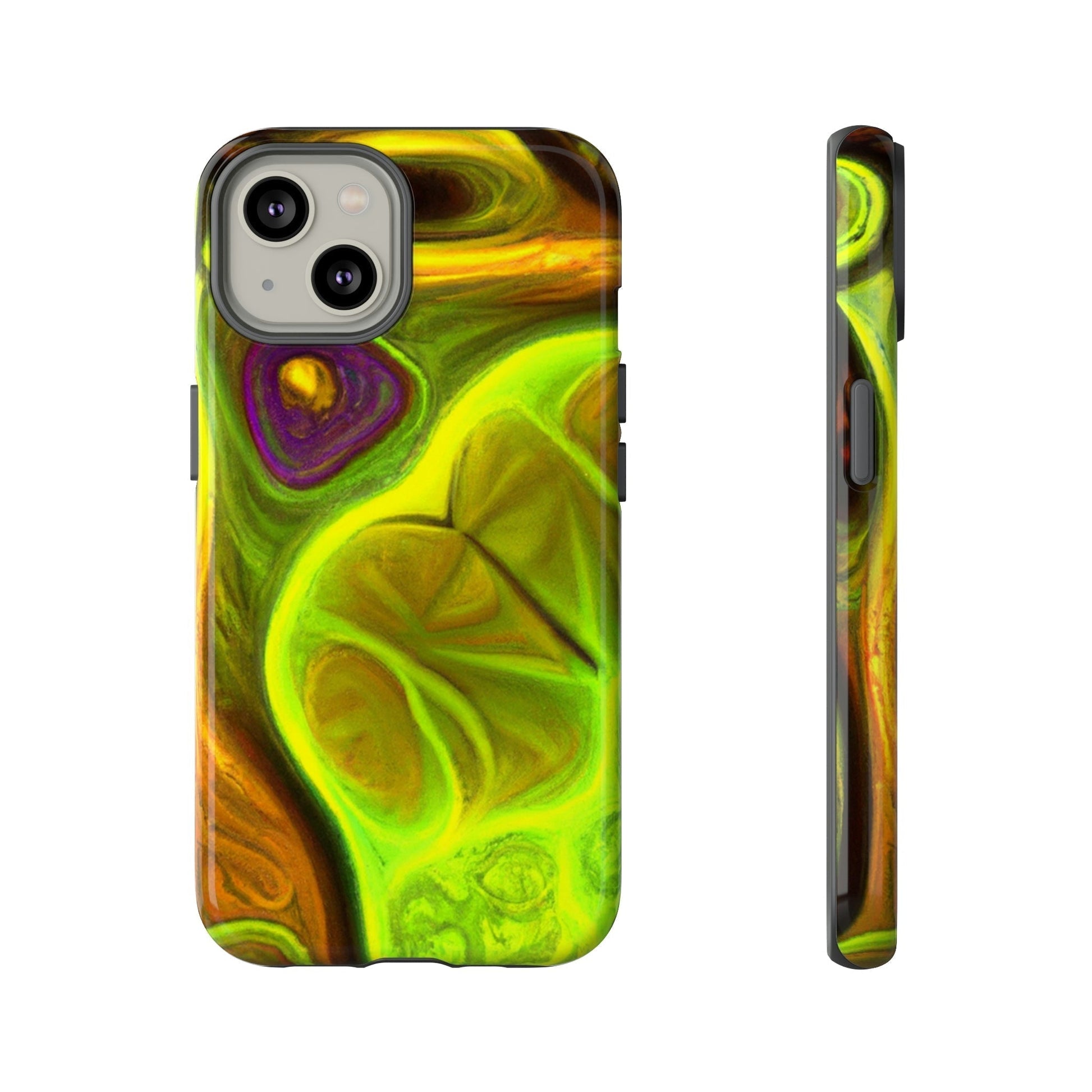 Phone Case-FRACTAL GREEN | Tough-iPhone 14-Glossy-PhoneCaseBoss-Phone-Best-Phone-Cases