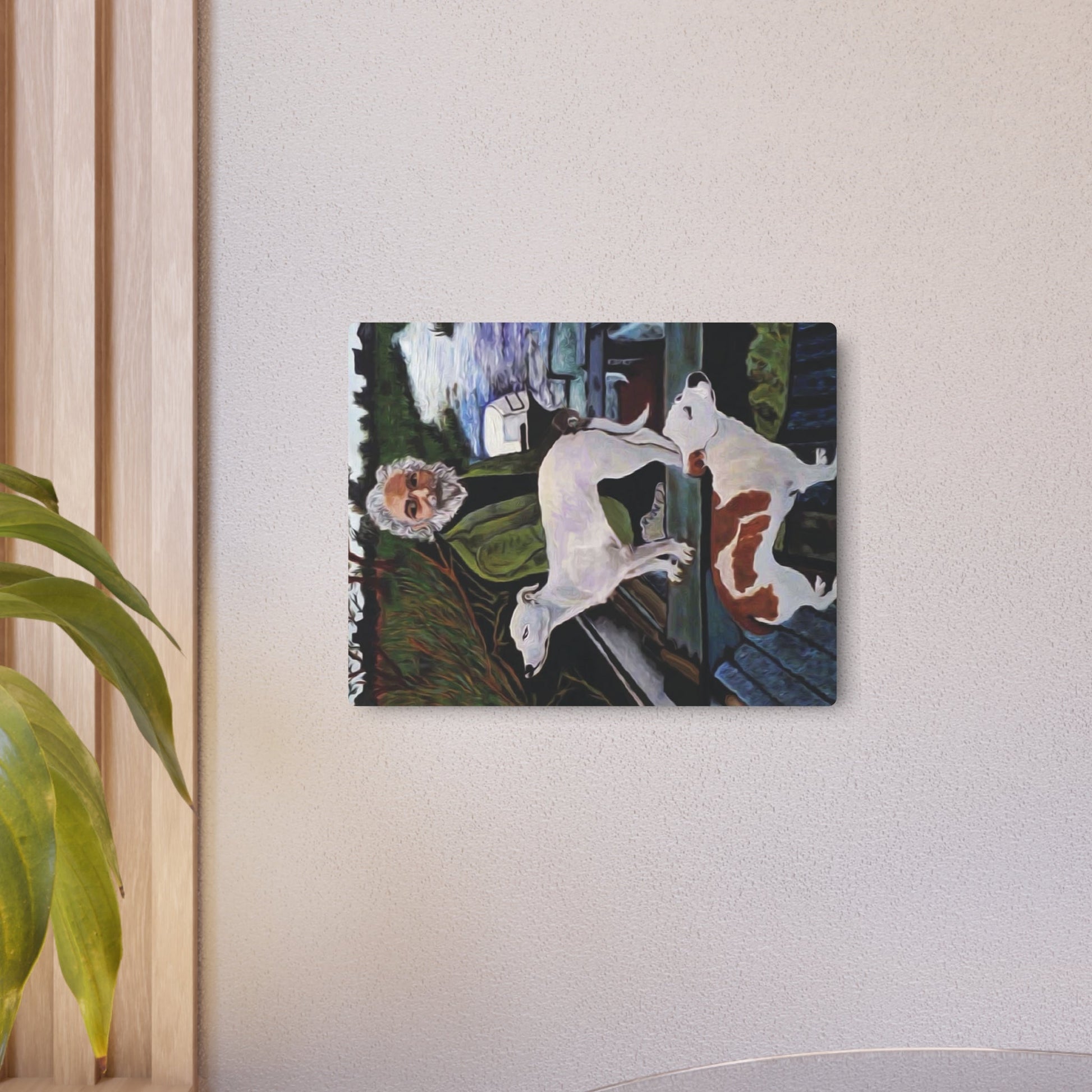 Good Fellas two dogs painting Metal Art Sign-Home Decor-Printify-14″ x 11″ (Horizontal)-0.12''-Art & Wall Decor, Decor, Hanging Hardware, Home & Living, Home Decor, Indoor, Matte-PhoneCaseBoss.com