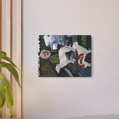 Good Fellas two dogs painting Metal Art Sign-Home Decor-Printify-14″ x 11″ (Horizontal)-0.12''-Art & Wall Decor, Decor, Hanging Hardware, Home & Living, Home Decor, Indoor, Matte-PhoneCaseBoss.com