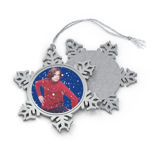 Mary Lynn's Pewter Snowflake Ornament Option 1 - BLUE background-Home Decor-Printify-Snowflake-One Size-Art & Wall Decor, Christmas, Holiday Picks, Home & Living, ornament, ornaments-PhoneCaseBoss.com