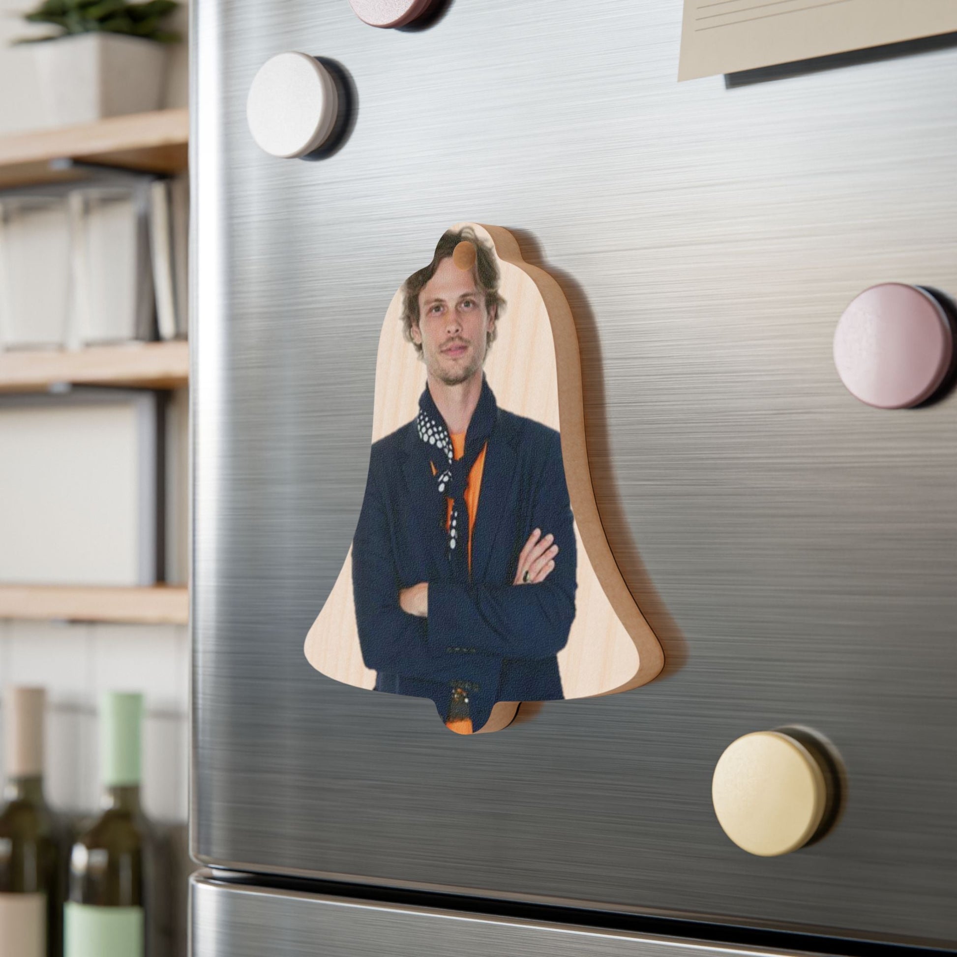 Matthew Gray Gubler Wooden Bell Ornaments-Home Decor-Printify-Bell-One Size-Accessories, Art & Wall Decor, Christmas, Decor, Home & Living, Magnets, Ornaments, Seasonal Decorations, Valentine's Day promotion, Wooden-PhoneCaseBoss.com