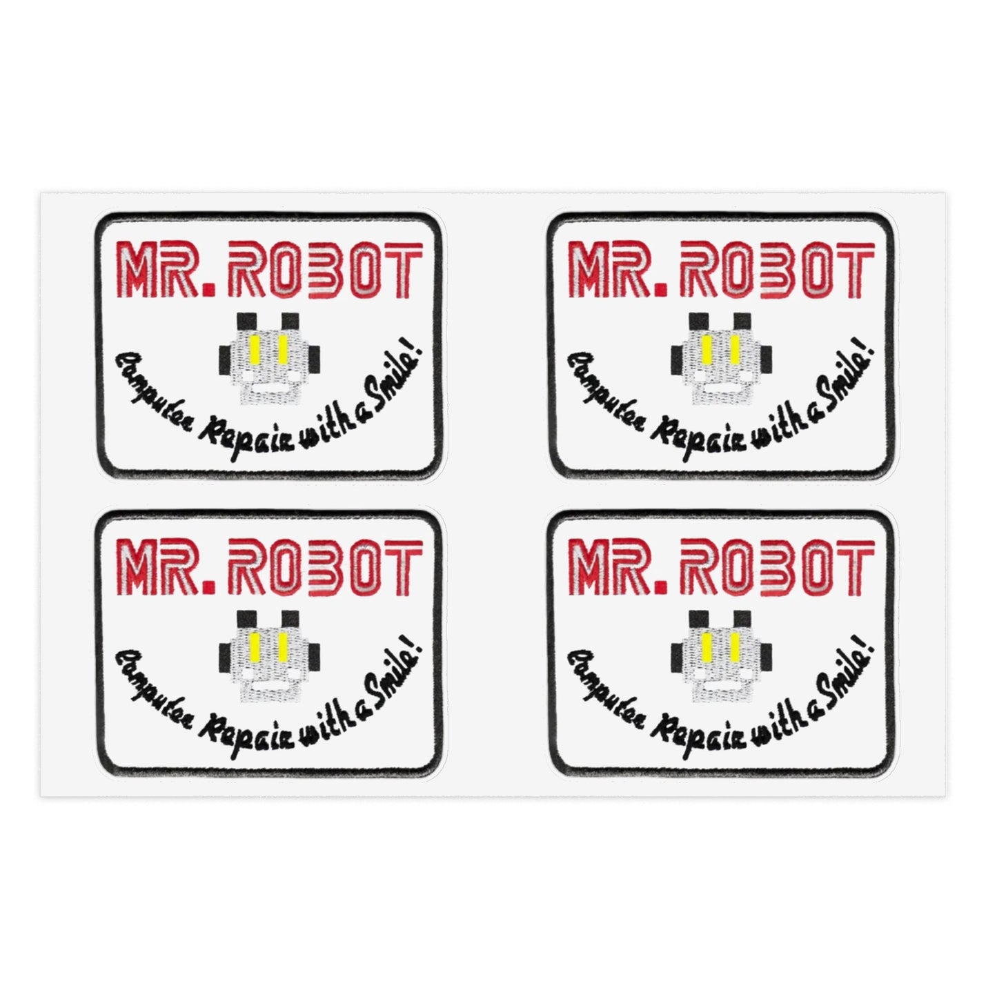 Mr. Robot Patch Sticker Sheets-Paper products-Printify-6" × 4"-Transparent-Die-Cut-Assembled in the USA, Holiday Picks, Home & Living, Kiss cut, Made in USA, Magnets & Stickers, Paper, Stationery, Stickers-PhoneCaseBoss.com