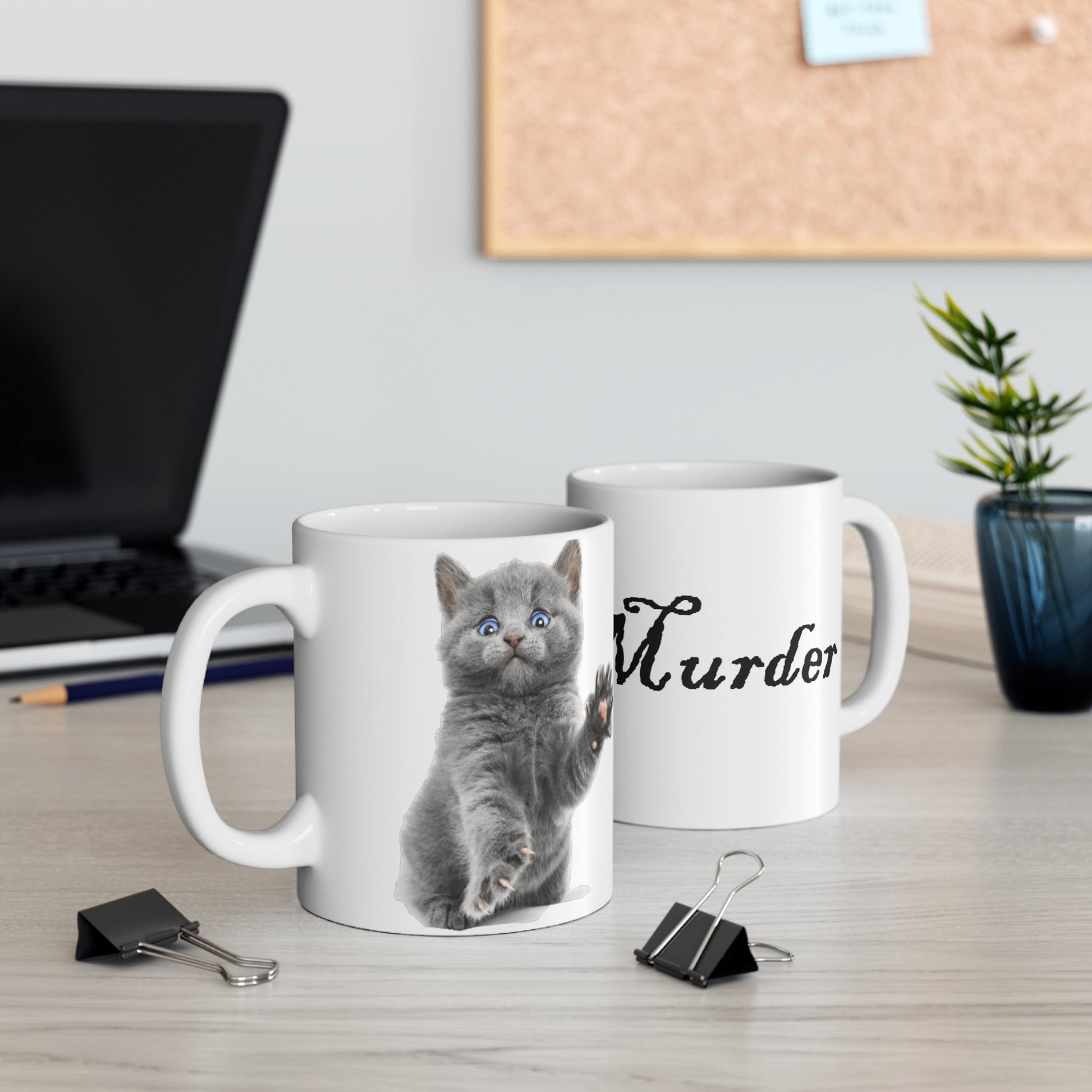 Murder Kitten 11oz Mug-Mug-Printify-Animal Lover Gift, Birthday Present, Cat Lady Gift, Cat Lover Gift, Coffee Cup, Cute Kitten Mug, Funny Mug, Gift for Cat Owner, Humorous Drinkware, Novelty Tea Mug, Office Mug, Sarcastic Quote, Unique Kitchen Decor | 11oz,,,7783540457565-Murder-Kitten-11oz-Mug-Mug-Animal-Lover-Gift-Birthday-Present-Cat-Lady-Gift-Cat-Lover-Gift-Coffee-Cup-Cute-Kitten-Mug-Funny-Mug-Gift-for-Cat-Owner-Humorous-Drinkware-Novelty-Tea-Mug-O, PhoneCaseBoss | Image-position:1-SKU:[sku}, Barcode: