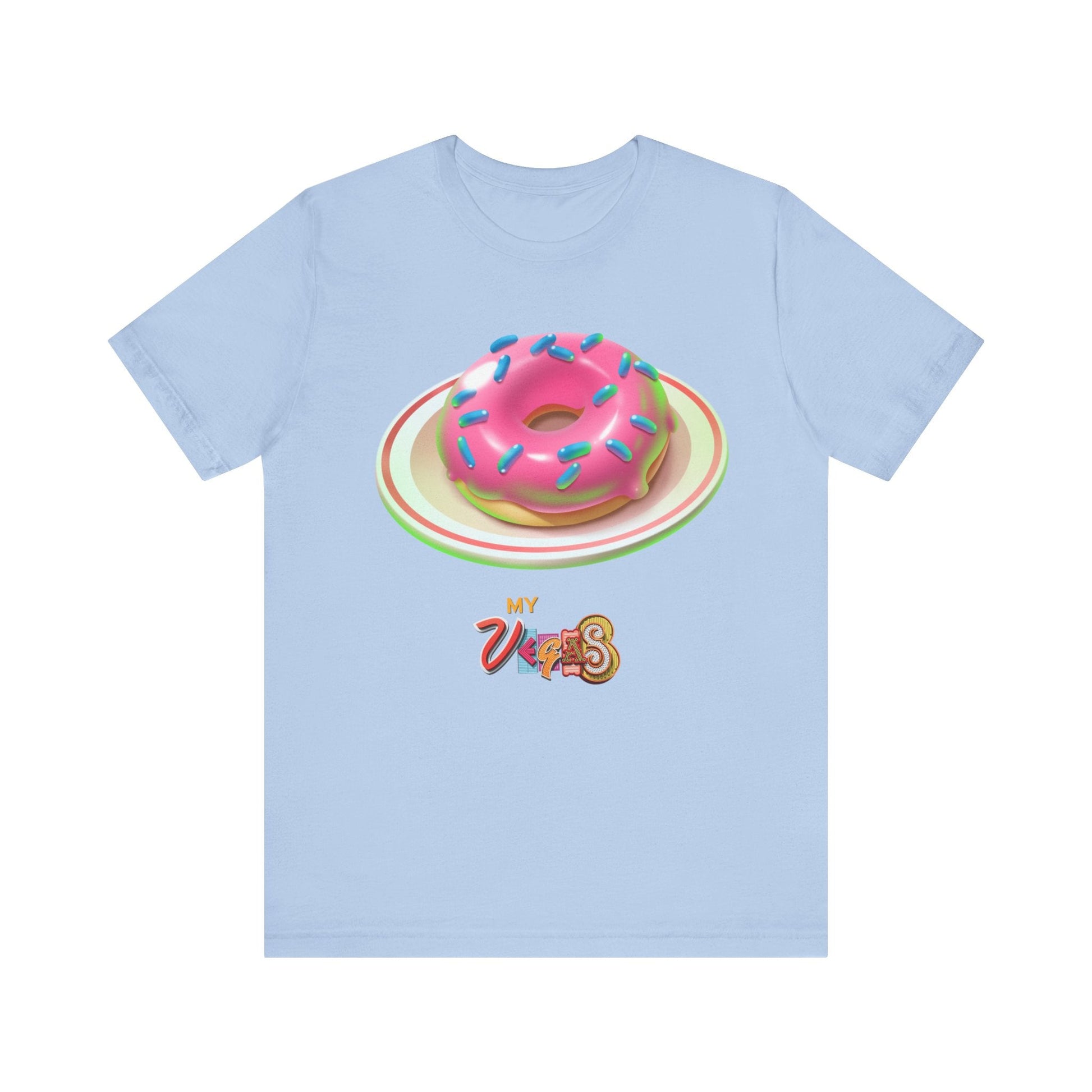 MyVegas Donut - Unisex Jersey Short Sleeve Tee-T-Shirt-Printify-Baby Blue-XS-Crew neck, DTG, Men's Clothing, Regular fit, T-shirts, Unisex, Women's Clothing-PhoneCaseBoss.com