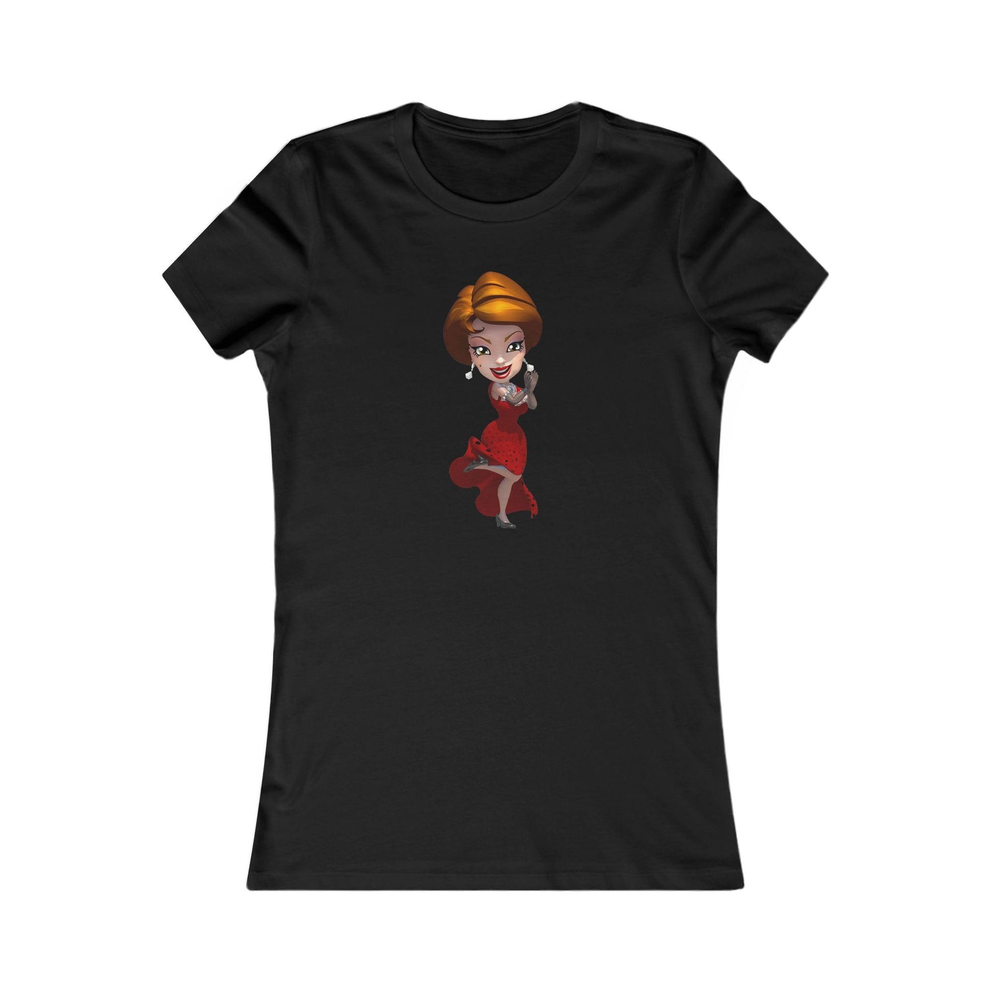 MyVegas Red Dress - Women's Favorite Tee-T-Shirt-Printify-M-Black-Crew neck, DTG, Slim fit, T-shirts, Women's Clothing-PhoneCaseBoss.com