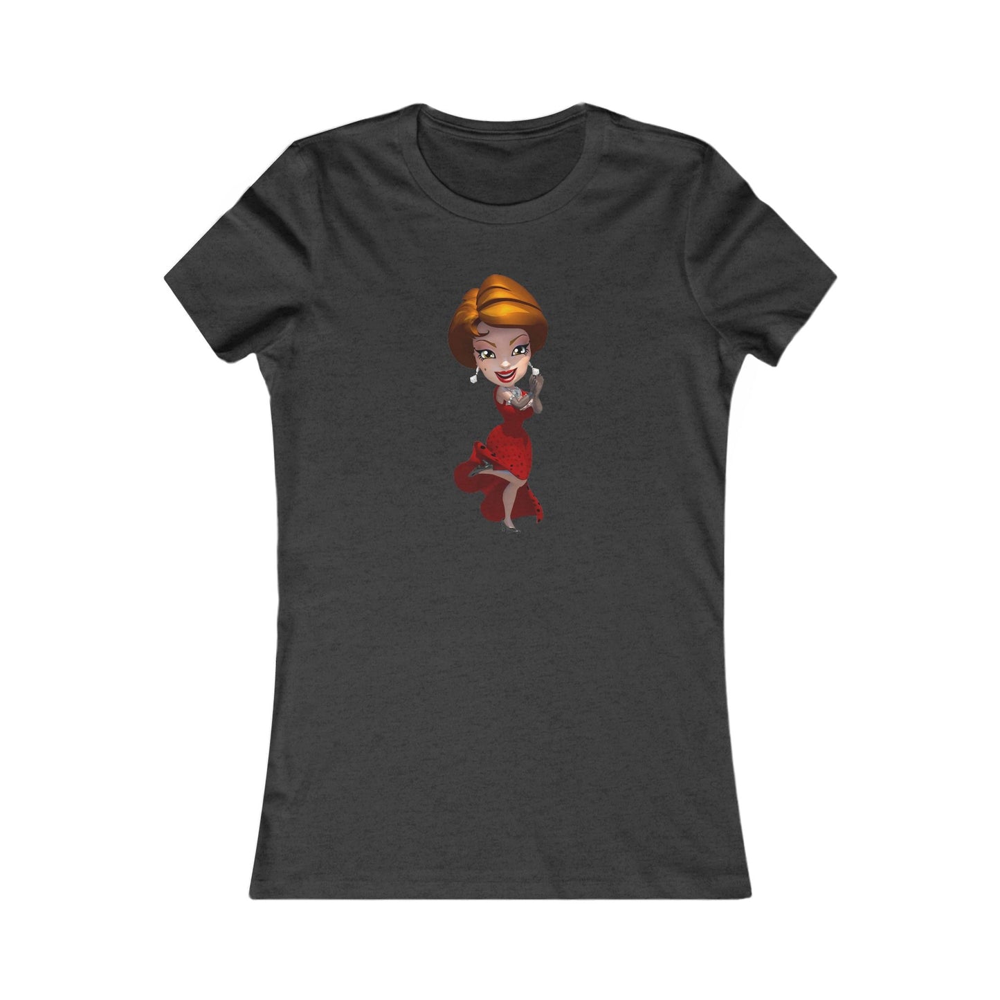 MyVegas Red Dress - Women's Favorite Tee-T-Shirt-Printify-S-Dark Grey Heather-Crew neck, DTG, Slim fit, T-shirts, Women's Clothing-PhoneCaseBoss.com