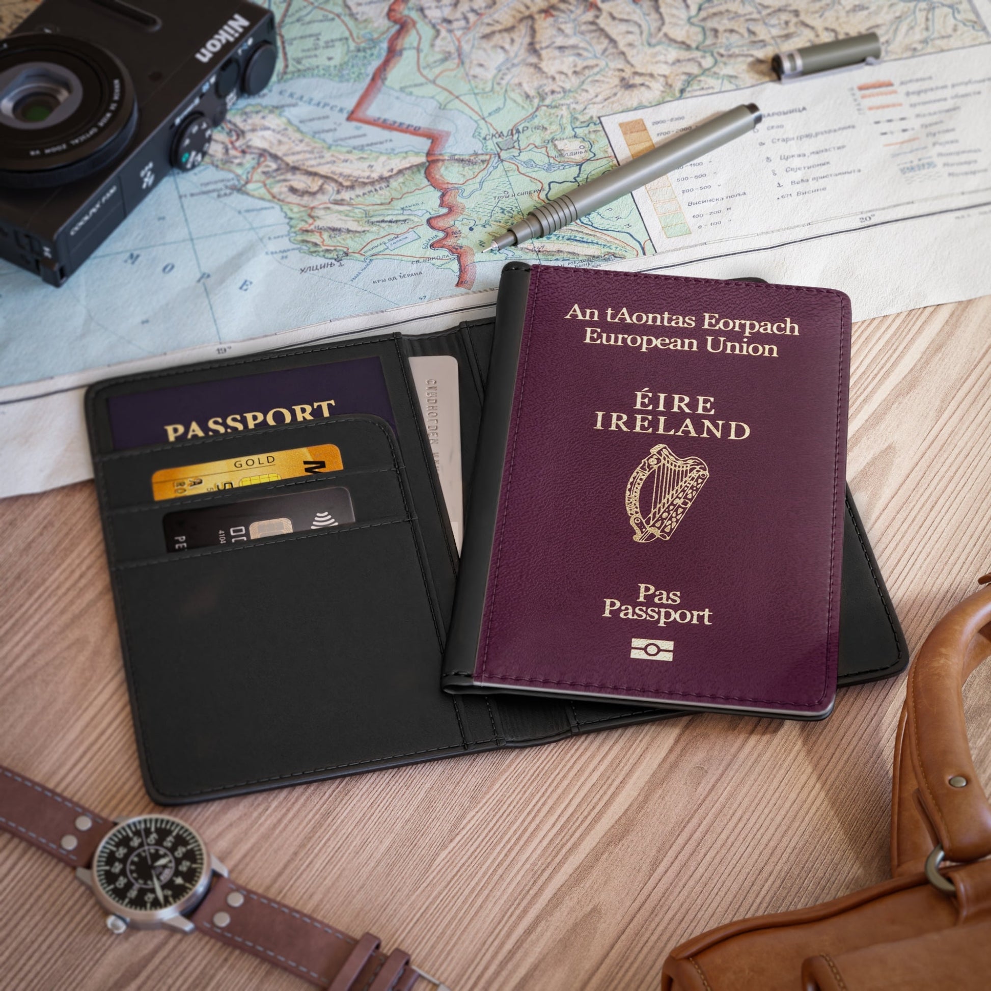 Passport Cover - Ireland - Irish RFID Faux Leather Passport Protector Cover-Accessories-The Whole Nother-Accessories, Celtic, Ireland, Ireland Gifts, Ireland Passport, Irish, Irish Gifts, Irish Passport, More, Passport, Summer Challenge Picks, The Whole Nother, Travel, Travel Accessories, Wallet | 3.9" x 5.8",Black,,7572806533213-Passport-Cover-Ireland-Irish-RFID-Faux-Leather-Passport-Protector-Cover-Accessories-Accessories-Celtic-Ireland-Ireland-Gifts-Ireland-Passport-Irish-Irish-Gifts-Irish-Passport-More-