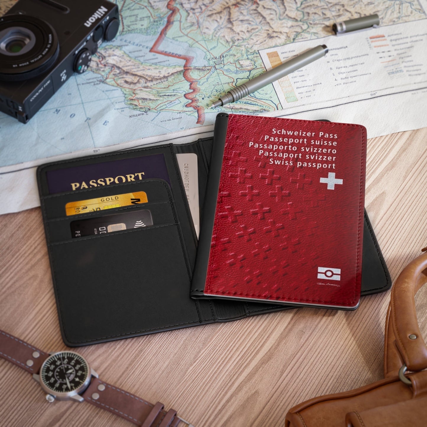 Passport Cover - Switzerland - Swiss RFID Passport Protector Cover Credit Card Holder Travel Wallet-Accessories-The Whole Nother-Accessories, More, Passport, Summer Challenge Picks, Swiss Passport, Switzerland Passport, The Whole Nother, Travel, Travel Accessories, Wallet | 3.9" x 5.8",Black,,7570804310109-Passport-Cover-Switzerland-Swiss-RFID-Passport-Protector-Cover-Credit-Card-Holder-Travel-Wallet-Accessories-Accessories-More-Passport-Summer-Challenge-Picks-Swiss-Passport-Switzerland_2fbab4b7-31d9-4aa3-8
