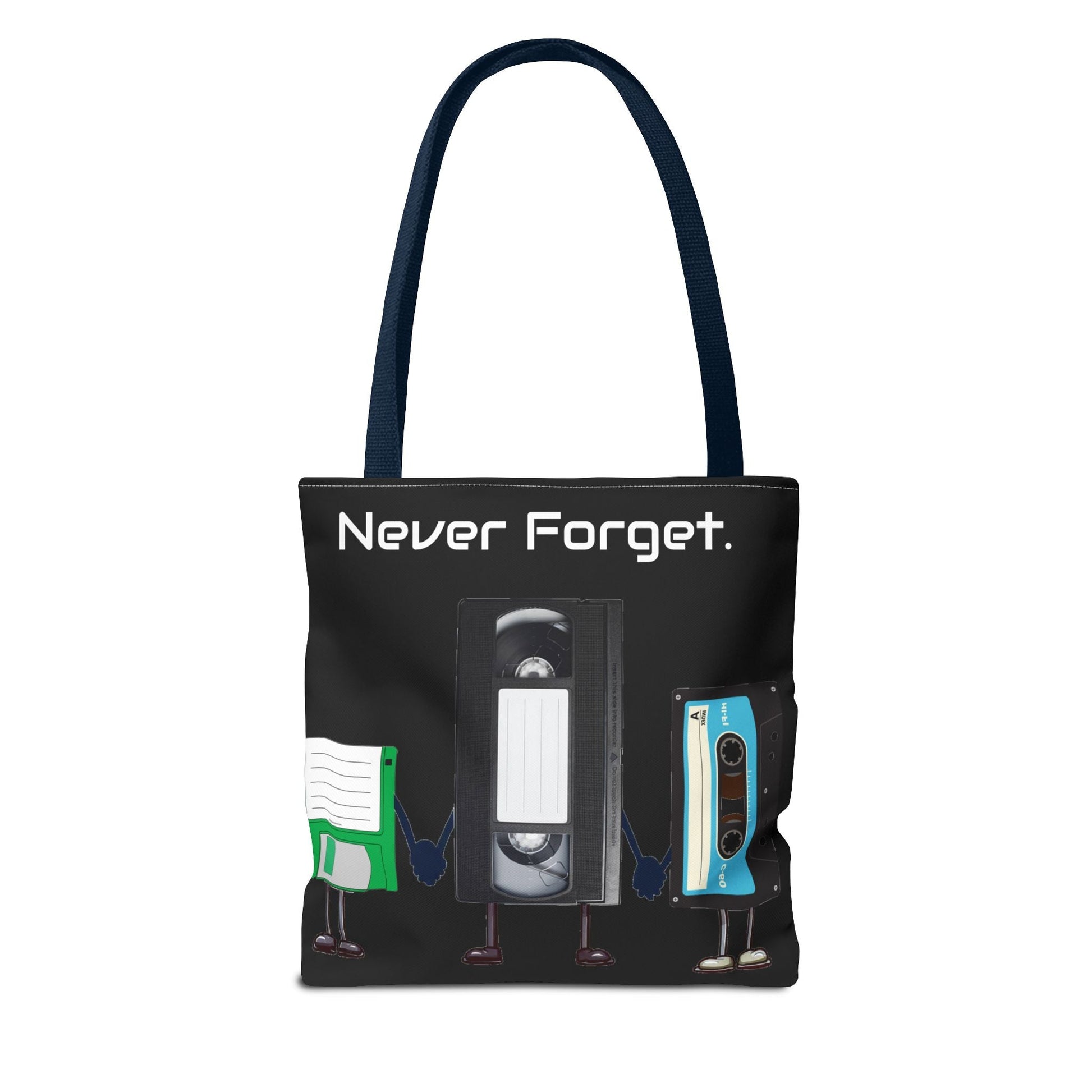 Retro 80's "Never Forget" Tote Bag-Bags-Printify-80s nostalgia tote, 80s retro tote, Bags, fun statement bag, funny tote bag, geeky tote bag, Gen X Gifts, Gifts for Gen Xers, More, never forget tote, nostalgia, nostalgic tote, quirky tote, retro accessories, The Whole Nother, TheWholeNother, TheWholeNother.com, throwback tote bag, Totes, unique tote bag, vintage style bag, vintage tote bag | ,,,7785982066781-Retro-80s-Never-Forget-Tote-Bag-Bags-80s-nostalgia-tote-80s-retro-tote-Bags-fun-statement-bag-funny-