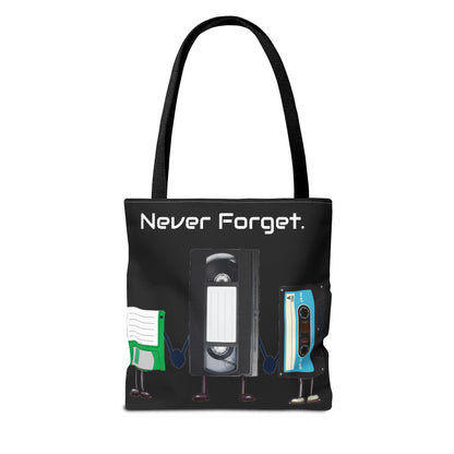 Retro 80's "Never Forget" Tote Bag-Bags-Printify-80s nostalgia tote, 80s retro tote, Bags, fun statement bag, funny tote bag, geeky tote bag, Gen X Gifts, Gifts for Gen Xers, More, never forget tote, nostalgia, nostalgic tote, quirky tote, retro accessories, The Whole Nother, TheWholeNother, TheWholeNother.com, throwback tote bag, Totes, unique tote bag, vintage style bag, vintage tote bag | ,,,7785982066781-Retro-80s-Never-Forget-Tote-Bag-Bags-80s-nostalgia-tote-80s-retro-tote-Bags-fun-statement-bag-funny-