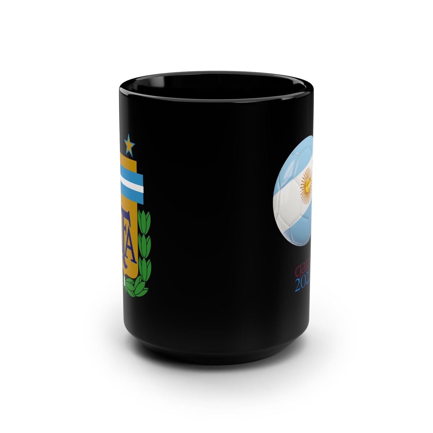 Soccer Team Argentina 15oz Black Mug - AFA Logo and Flag Ball Design-Mug-Printify-15 oz Mug, AFA Logo Mug, Argentina, Argentina Flag Mug, Black Mug, Countries, Drinkware, Flag Ball Mug, Football, Footy, Gift for Soccer Fan, More, Mug with Flag Design, Mugs, Nations, Qatar 2022 Mug, Soccer, Soccer Fan Mug, Sports, Sports Drinkware, Sports Fan Gift, Sports Gifts, Team Logo Mug, The Whole Nother, TheWholeNother, TheWholeNother.com, Unique Soccer Gift | 15oz,,,7785736568925-Soccer-Team-Argentina-15oz-Black-Mug-