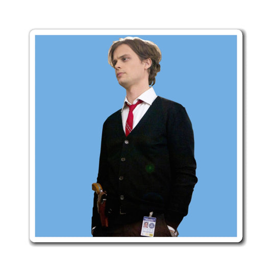 Spencer Reid Sweater and red tie Magnet-Paper products-Printify-3" × 3"-Home & Living, Magnets, Sublimation-PhoneCaseBoss.com