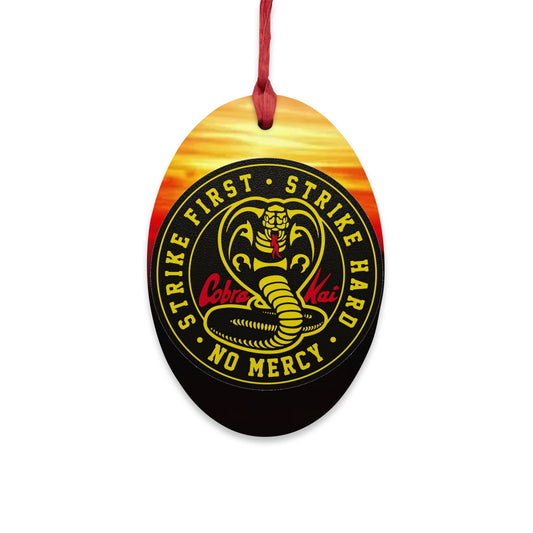 Strike First, Strike Hard, No Mercy - Magnetic Oval Wooden Ornaments-Home Decor-Printify-Oval-One Size-Accessories, Art & Wall Decor, Christmas, Decor, Home & Living, Magnets, Ornaments, Seasonal Decorations, Valentine's Day promotion, Wooden-PhoneCaseBoss.com