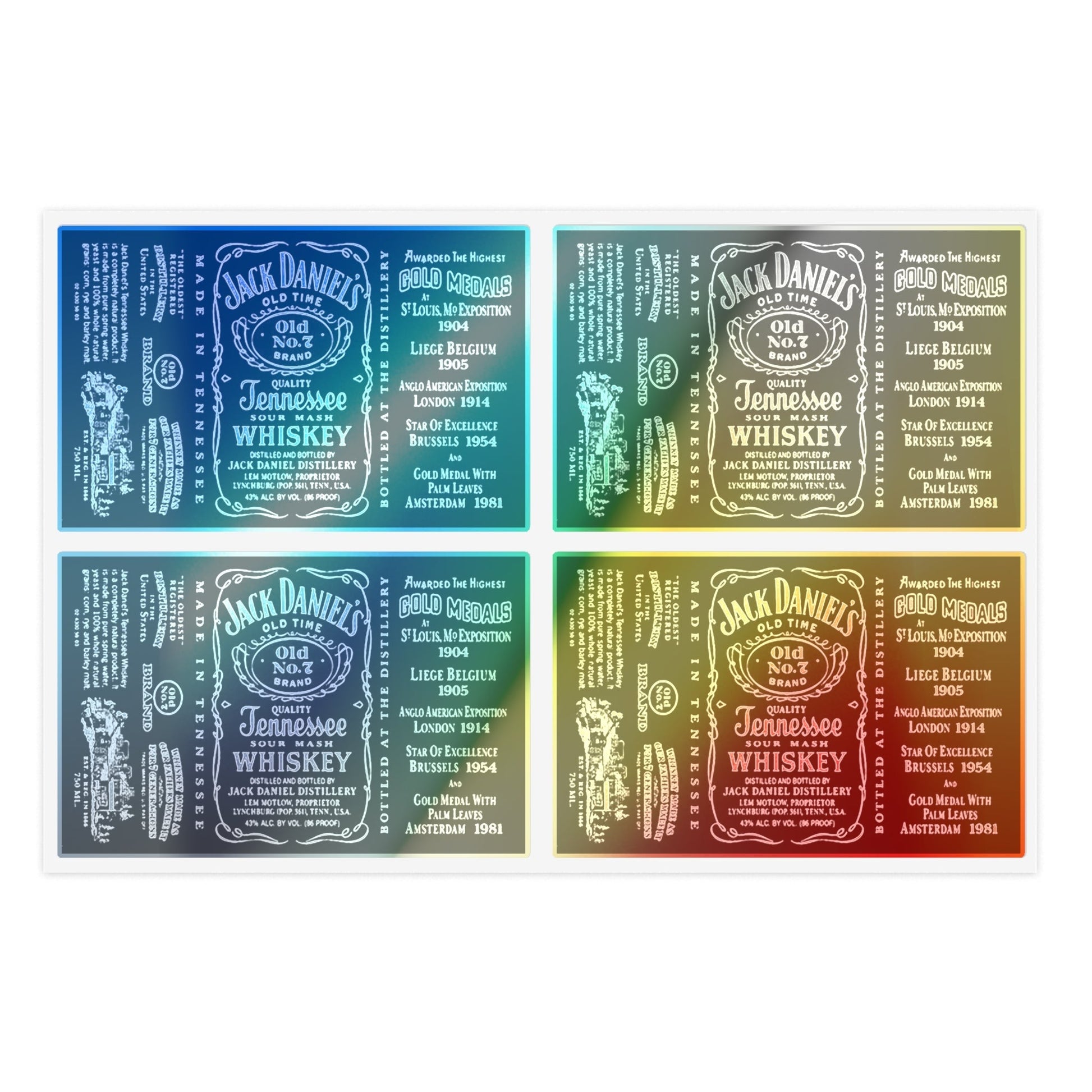 Tennessee Jack Whiskey Sticker Sheets-Paper products-Printify-6" × 4"-Holographic-Die-Cut-Assembled in the USA, Holiday Picks, Home & Living, Kiss cut, Made in USA, Magnets & Stickers, Paper, Stationery, Stickers-PhoneCaseBoss.com