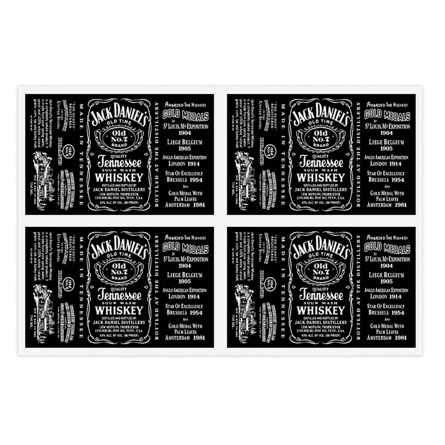 Tennessee Jack Whiskey Sticker Sheets-Paper products-Printify-6" × 4"-Transparent-Die-Cut-Assembled in the USA, Holiday Picks, Home & Living, Kiss cut, Made in USA, Magnets & Stickers, Paper, Stationery, Stickers-PhoneCaseBoss.com