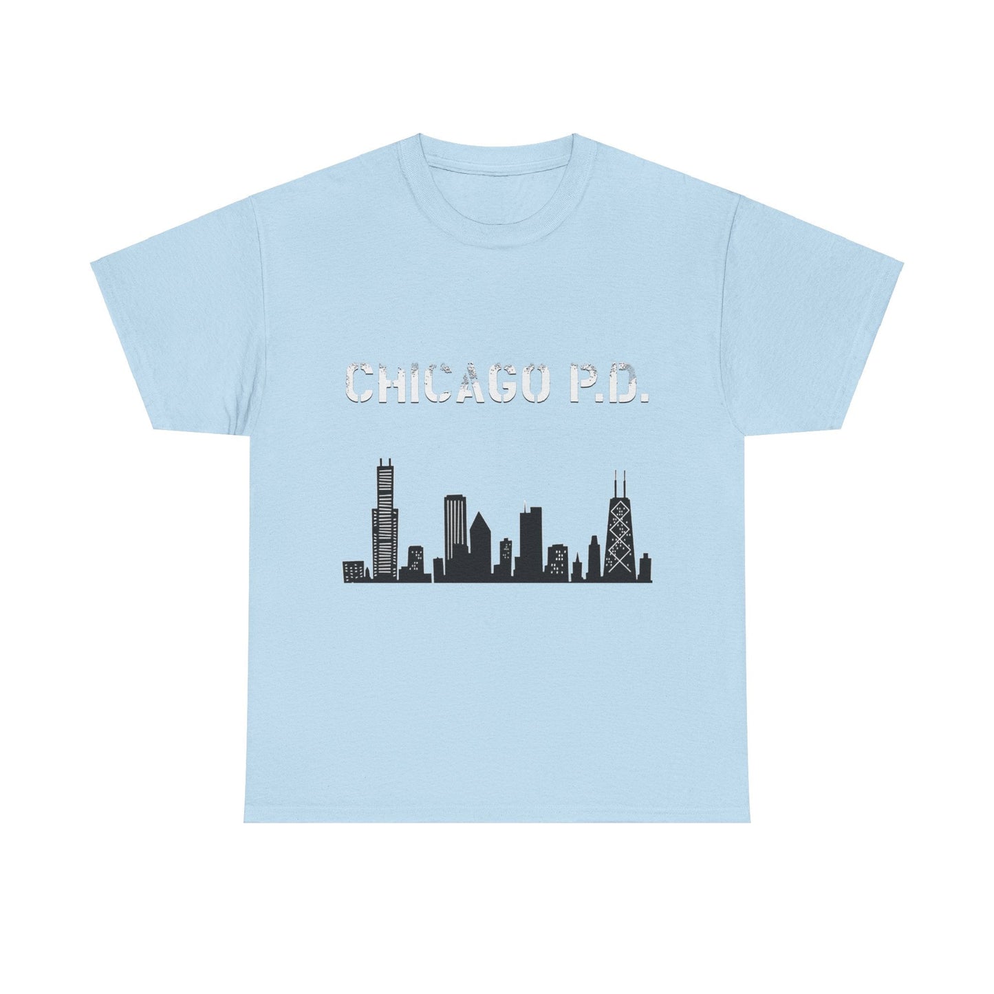 Unisex Heavy Cotton Tee - Chicago PD-T-Shirt-Printify-Light Blue-S-Crew neck, DTG, Men's Clothing, Regular fit, T-shirts, Unisex, Women's Clothing-PhoneCaseBoss.com