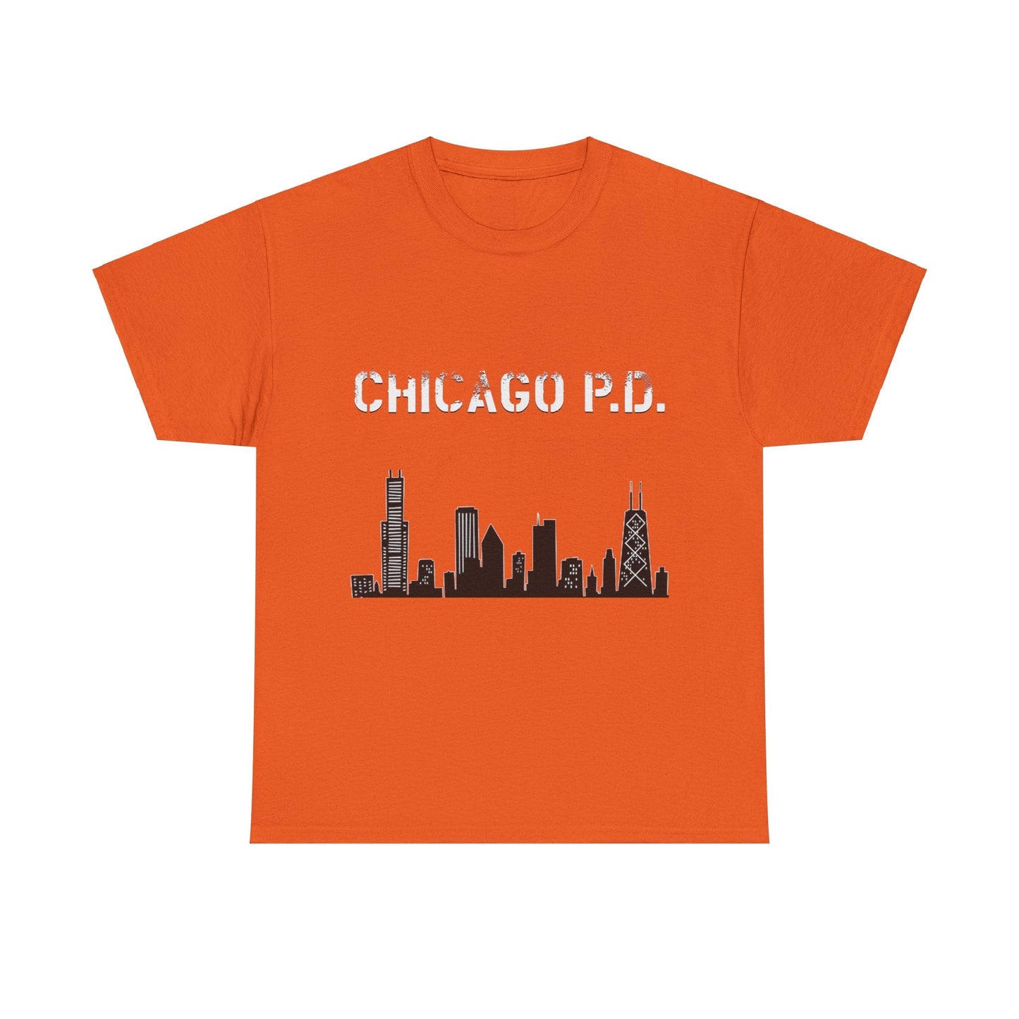 Unisex Heavy Cotton Tee - Chicago PD-T-Shirt-Printify-Orange-S-Crew neck, DTG, Men's Clothing, Regular fit, T-shirts, Unisex, Women's Clothing-PhoneCaseBoss.com