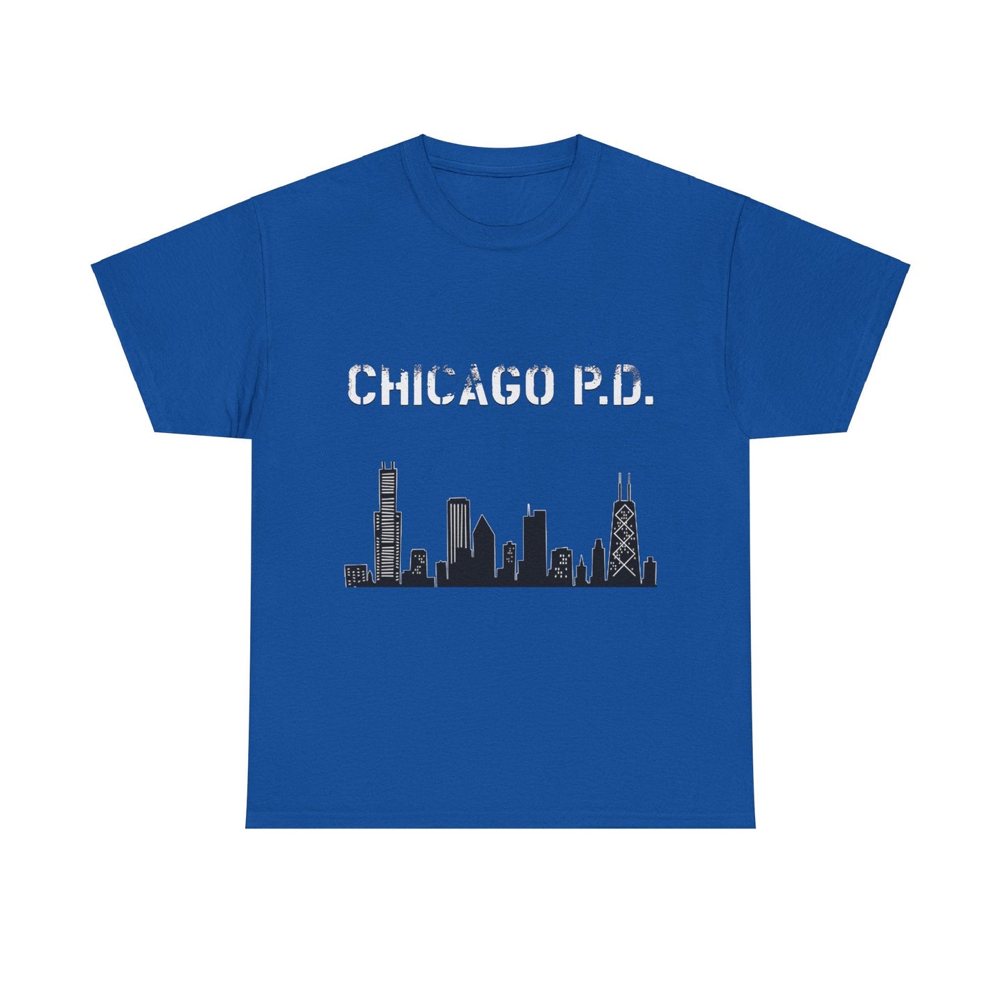 Unisex Heavy Cotton Tee - Chicago PD-T-Shirt-Printify-Royal-S-Crew neck, DTG, Men's Clothing, Regular fit, T-shirts, Unisex, Women's Clothing-PhoneCaseBoss.com