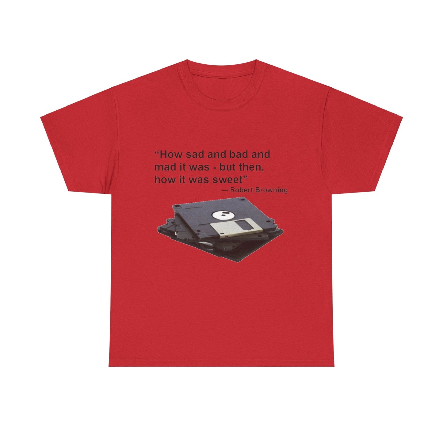 Unisex Heavy Cotton Tee - Floppy Disk Nostalgia-T-Shirt-Printify-Red-S-Crew neck, DTG, Men's Clothing, Regular fit, T-shirts, Unisex, Women's Clothing-PhoneCaseBoss.com