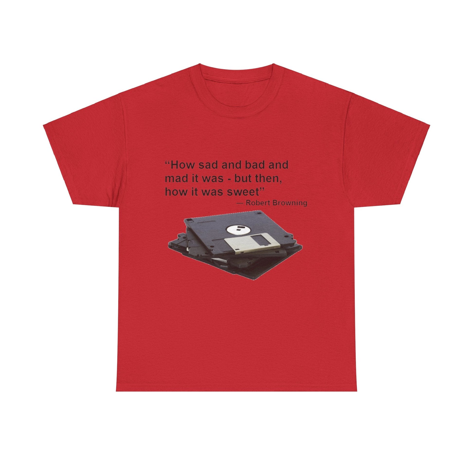 Unisex Heavy Cotton Tee - Floppy Disk Nostalgia-T-Shirt-Printify-Red-S-Crew neck, DTG, Men's Clothing, Regular fit, T-shirts, Unisex, Women's Clothing-PhoneCaseBoss.com