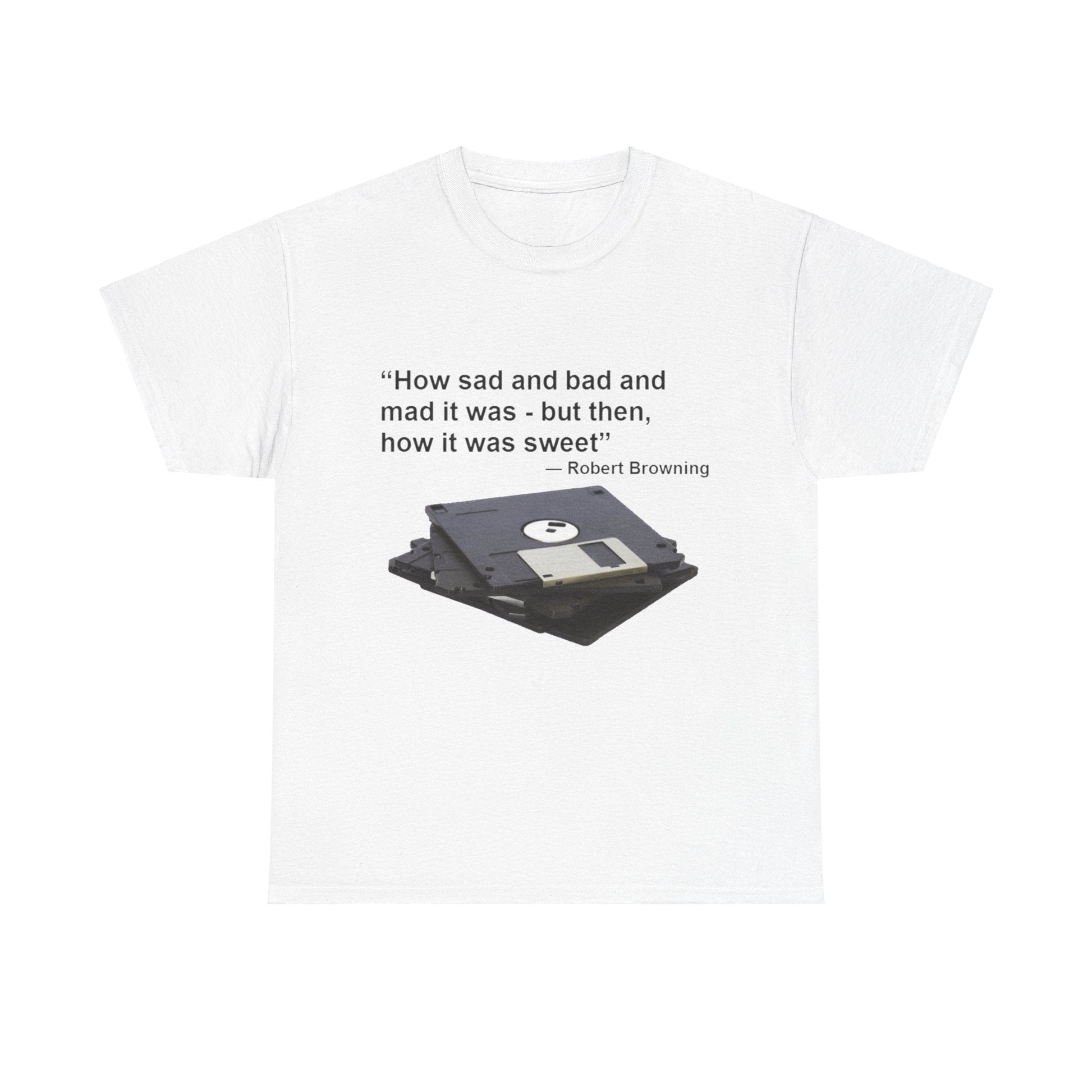 Unisex Heavy Cotton Tee - Floppy Disk Nostalgia-T-Shirt-Printify-White-S-Crew neck, DTG, Men's Clothing, Regular fit, T-shirts, Unisex, Women's Clothing-PhoneCaseBoss.com